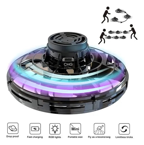 Platillo Volador Inteligente con Sensor de Movimiento, Auto-Retorno y Luces LED